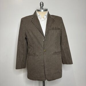 The Territory Ahead Brown Blazer Striped Two‎ Button Sport Coat Jacket L